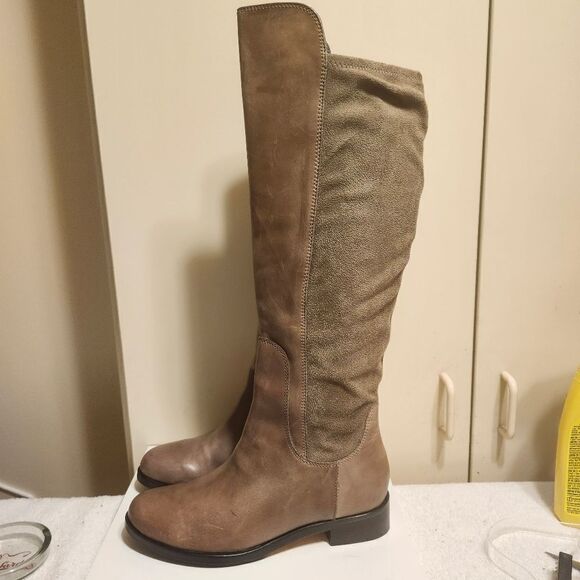 NEW Cole Haan "Isabelle" Taupe Leather/Suede-Over-the-Knee Boots Sz.7.5 Ret $329 - Picture 1 of 10